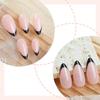 24 Pcs Short Almond Acrylic Nail Simple Full Cover Stick On Nail French Tip Press On Nail Simple False Nail