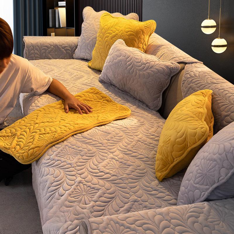 Cojín de Sofá, Cuero Universal para Todas las Estaciones, Antideslizante, Cojín de Asiento Engrosado Simple Nórdico, Funda de Felpa para Invierno, Toalla para Respaldo