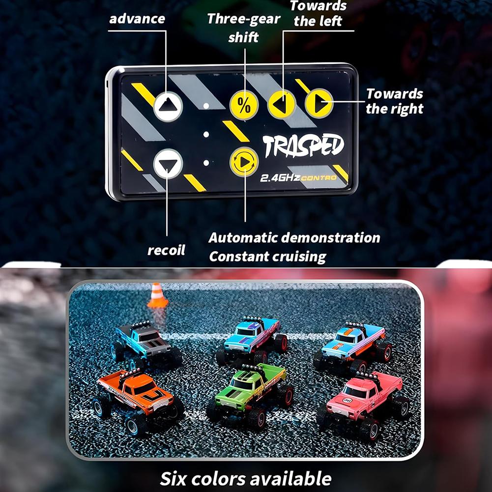 Mini RC Monster Truck with Lights & Trailer Mini Off-Road Climbing Car 2.4Ghz Remote Control USB-C Rechargeable for Kids Gifts