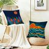 Geometric Landscape Art Cushion Cover Case Antidustmite Pillowcase Invisible Zipper Silky Short Plush Sofa Cushion Cover