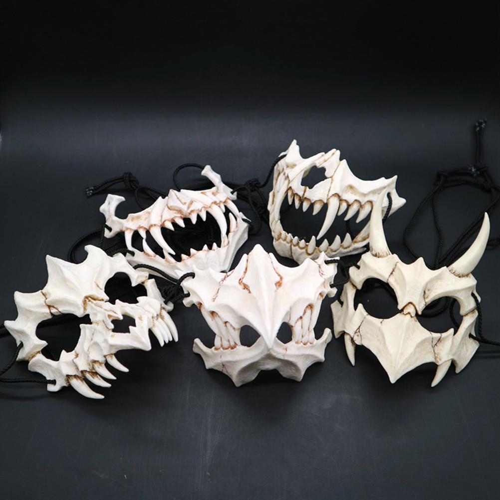 Halloween Latex Maske Skelett Halbmaske Unisex Halloween Tier-Thema Party Cosplay Maske