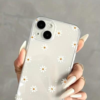 Full-Screen Daisy Flower Transparent Soft Phone Case, Compatible with iPhone 17 Air 16 15 14 13 Pro Max 16E Plus , 1pc
