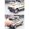 Model ze slitiny Toyota FJ Cruiser Camper v měřítku 1/24, chladný zvuk a světlo, otevíratelný na mnoha místech karoserie, čtyřkolový tlumič