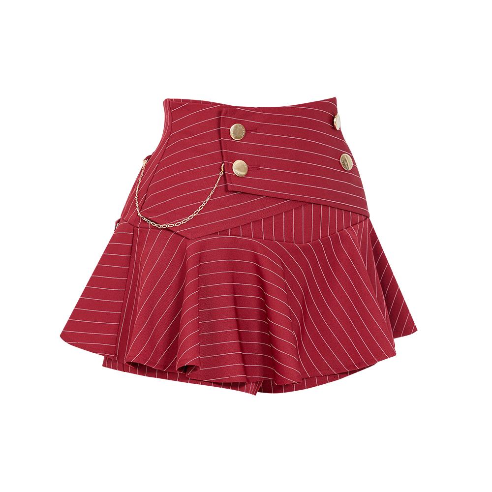 J Jane Double Button Striped Culottes (Wine)
