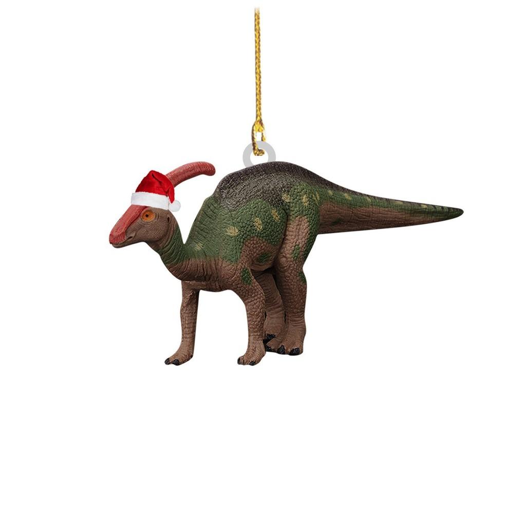 Festive Flat Dinosaur Acrylic Christmas Ornament Cheerful Vehicle Decoration Gift For All Ages