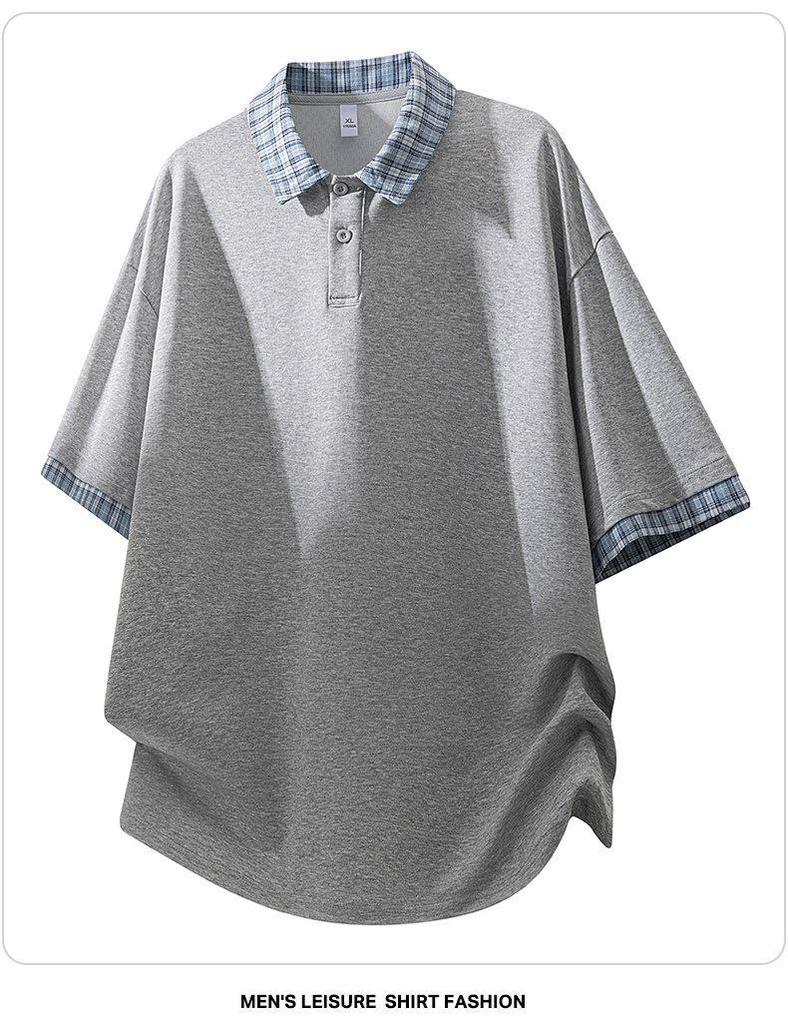 Men's Retro Faux Two-Piece Short-Sleeve Lapel T-Shirt