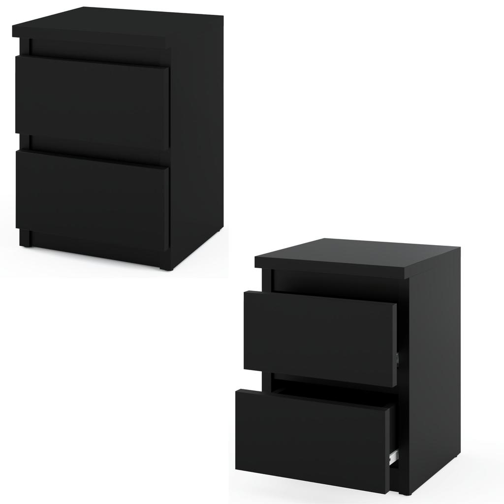 Black Bedside Table 30 CM 2S Bedroom Furniture Nakastlik Loft
