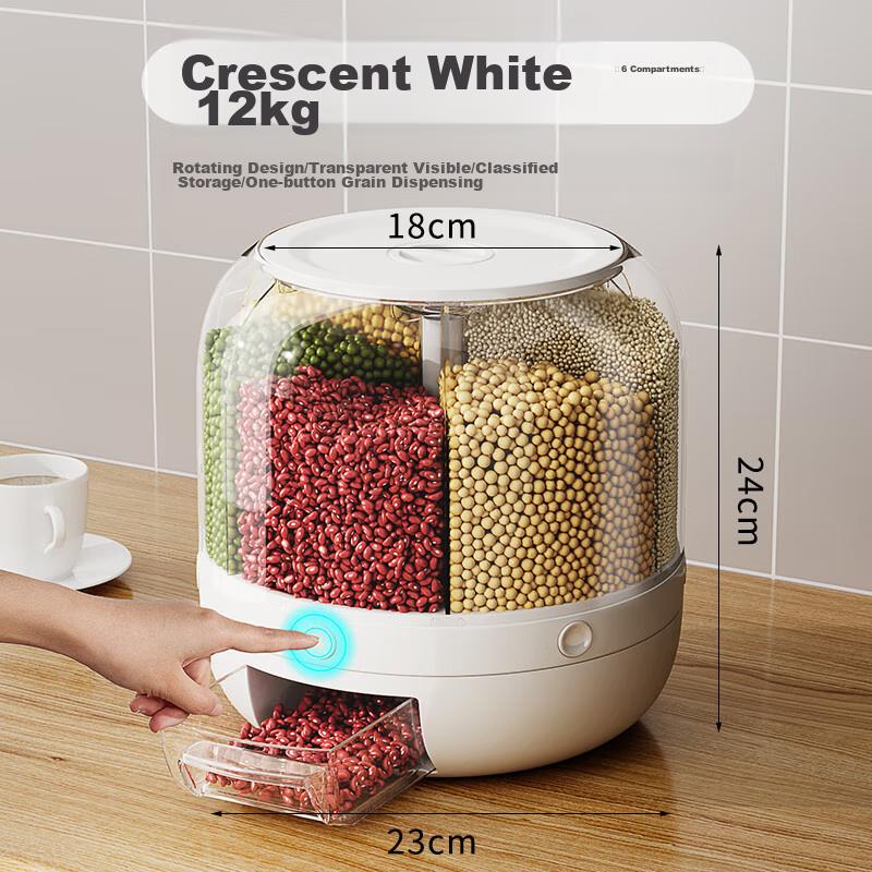 Five-Grain Storage Box, Anti-Insect And Moisture-Proof, Rotating Design, Rice Container, Storage Jar for Home Use, Rice Bucket