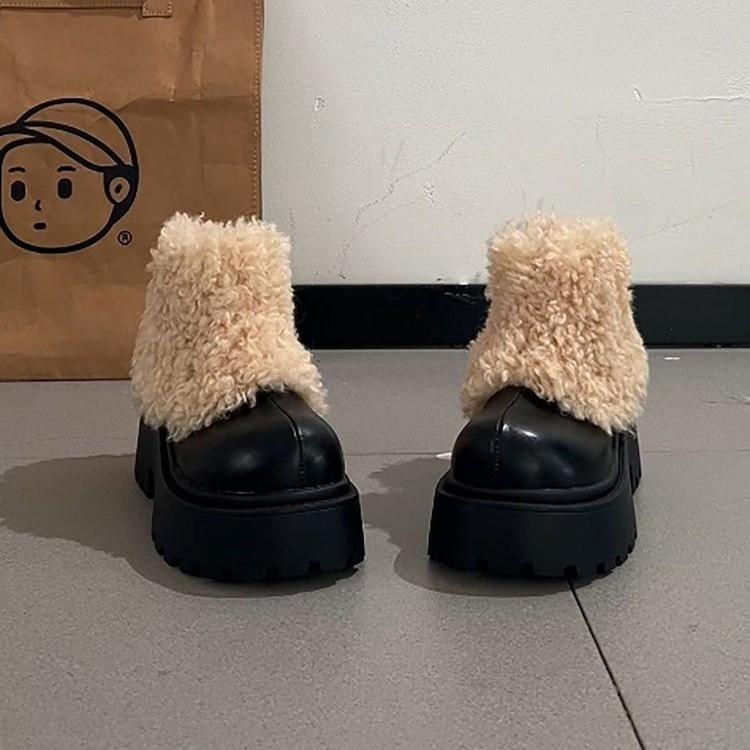 Retro velvet warm thick-soled heightening snow boots for women's new autumn and winter wear versatile Mao Mao cotton shoes