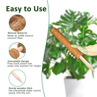 Postes de Musgo Poste de Musgo Empilhável para Plantas Monstera para Plantas Trepadeiras Estacas de Suporte de Plantas Tótem de Coco Suporte para Plantas em Vaso