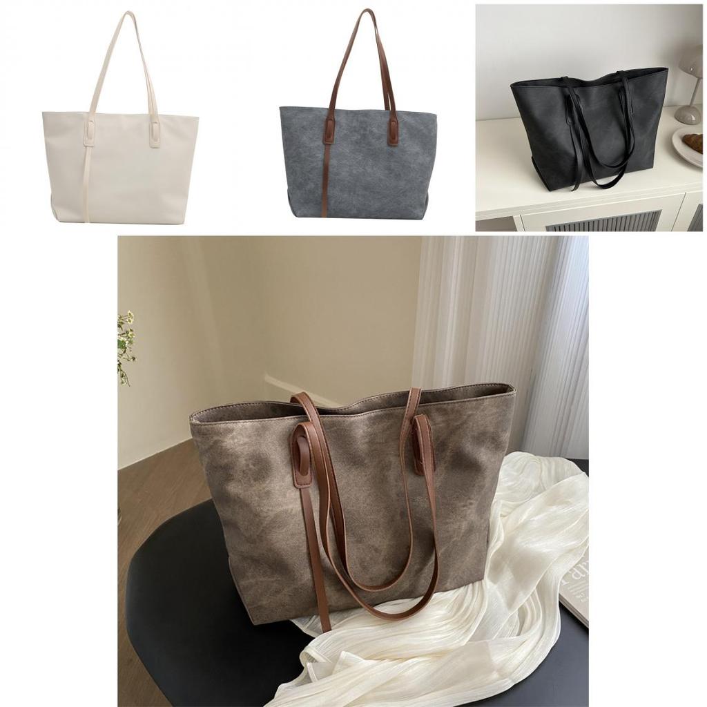 2024 New Retro Fashion Underarm Large Capacity Bag Women's Trendy Commuting Tote Bag Color Block Stitching Shoulder Bag