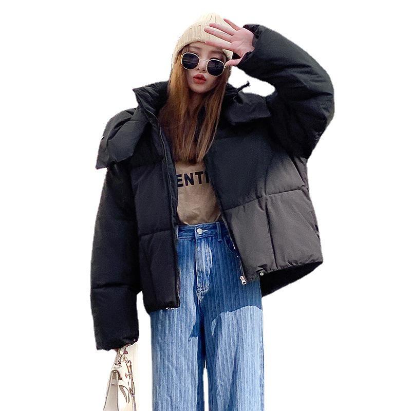 Damen College-Stil Baumwollgepolsterte Jacke - Herbst/Winter Kollektion 2025. Kurze, lockere, dicke Oberbekleidung in Bonbonfarben.