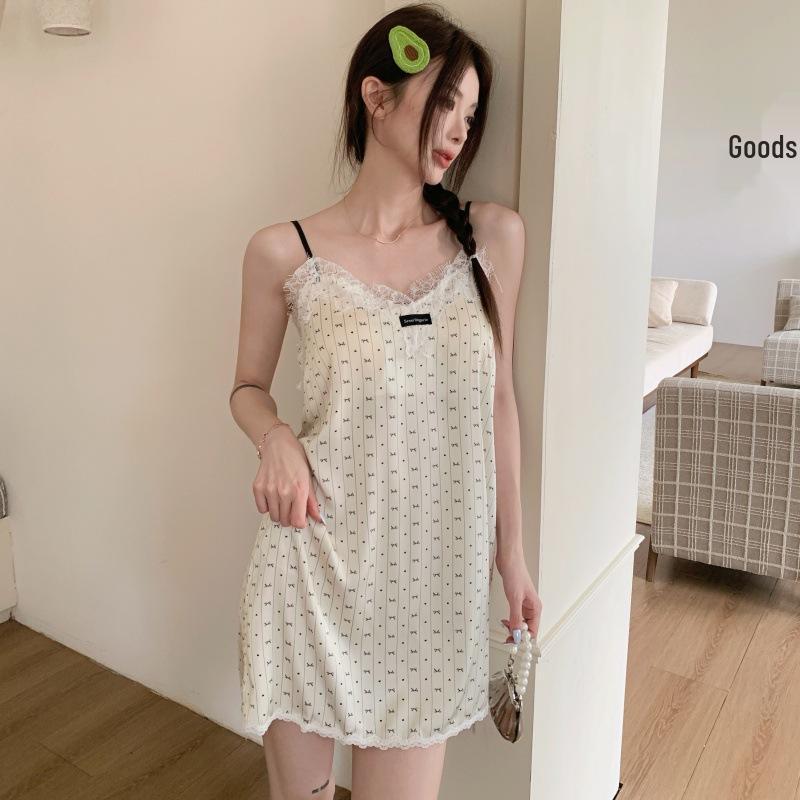 Nachmittagszeit: Koreanischer Stil Eis-Seide Spitze Nachthemd - Niedliches, Süßes und Leichtes Hauskleid für den Sommer