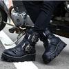 Autumn and Winter Men's Leather High Top Desert Short Boots, Motorcycle Boots, Thick Soled Punk Leather Boots