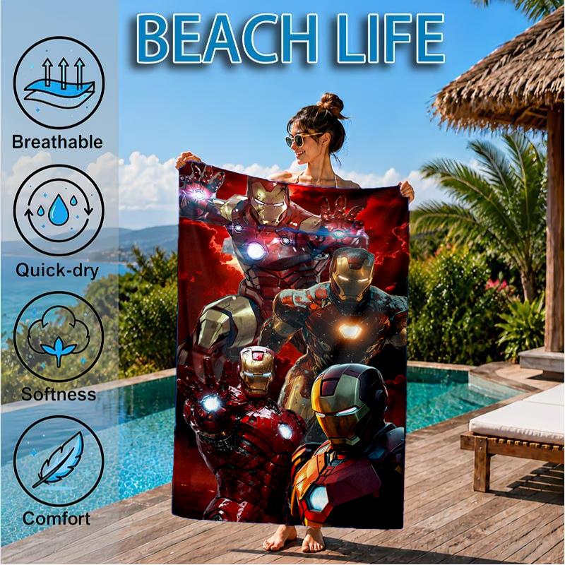 Iron In Action Beach Towel, Super Soft Microfiber, Perfect Gift for Her/Him, Birthday, for Pool, Beach, Travel, Decor Beach Party