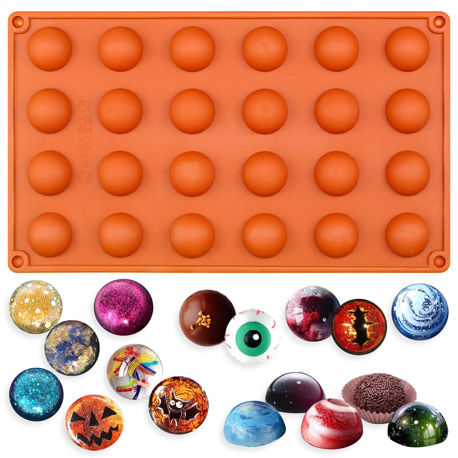 

FUNSHOWCASE Силиконовая форма для шоколада Полукруг Полусфера 24 шт. Маленькие кондитерские инструменты Кухонная утварь Кулинарные принадлежности Круглые сладости из оргонита