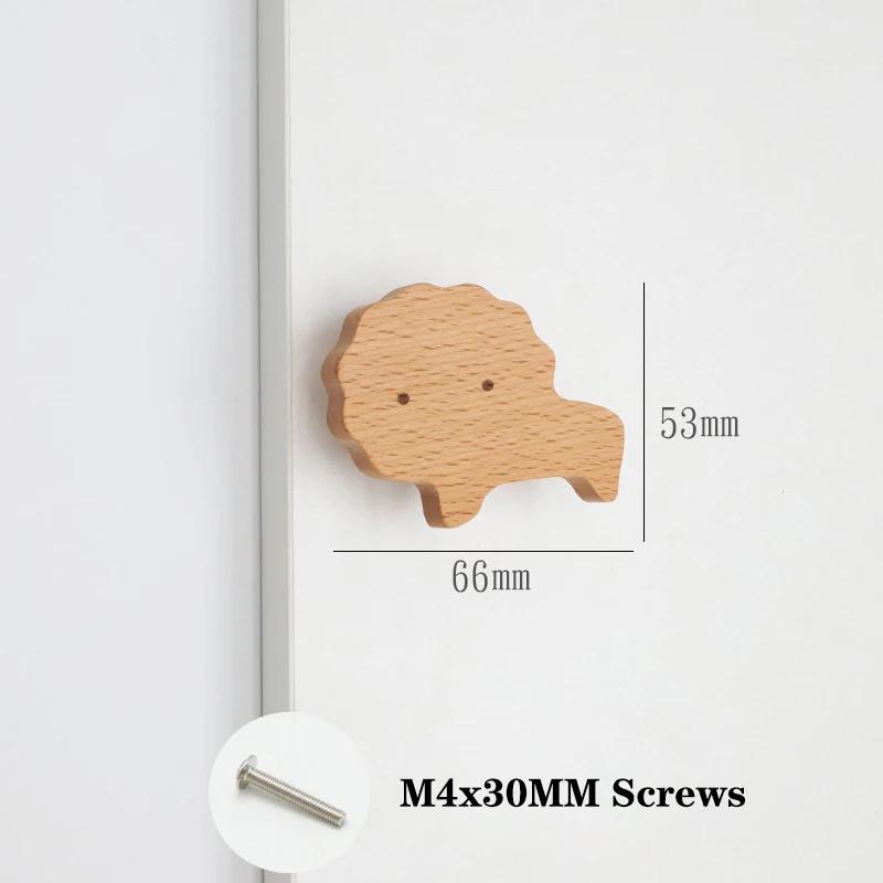 Children's Room Wooden Door Handles Animal Wood Furniture Handles for Cabinets and Drawers Knobs Kitchen Cupboard Wardrobe Pulls