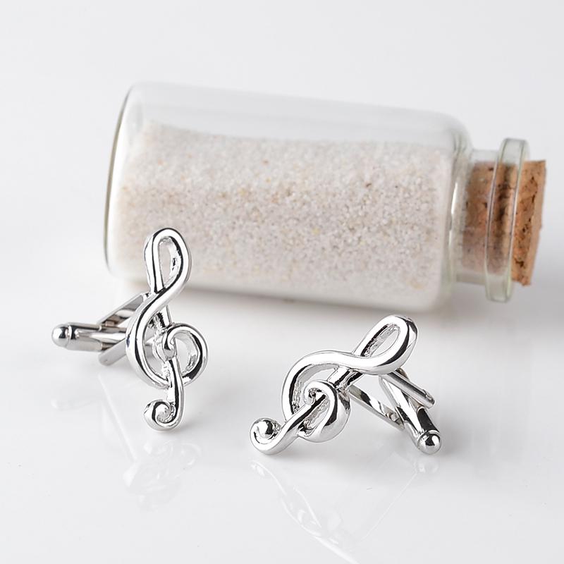 Silver Tone G Clef Shaped Cufflinks Musical Note Sleeve Button Gemelos For Mens Shirt Suit Tuxedo