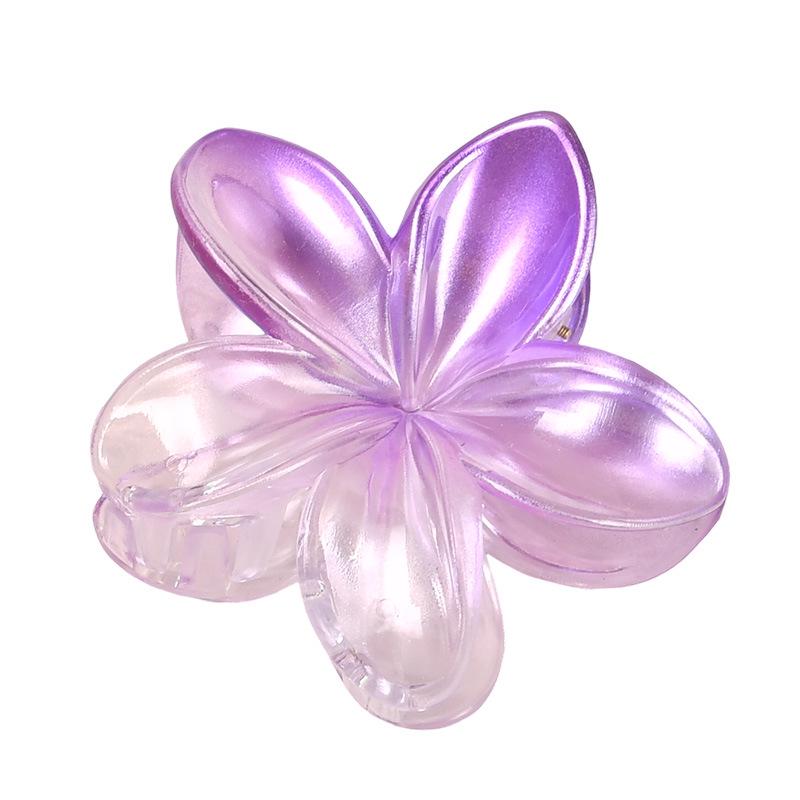 Frangipani Gradient Summer Shark Claw Clip: Beach Style Flower Updo Headwear.