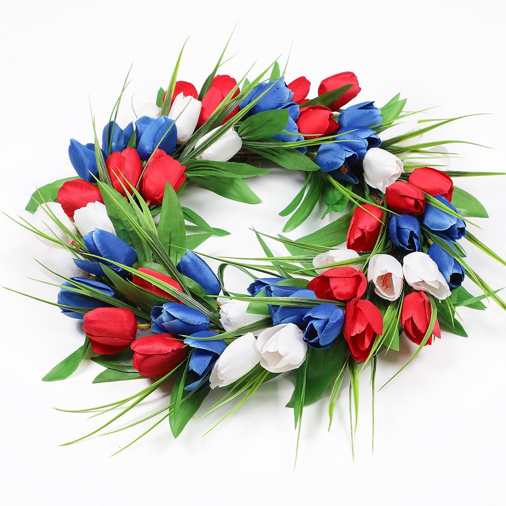 Garland Simulation Tulip Garland Door Ring Decoration Flower Silk Flower Simulation Flower Wall Decoration Pendant