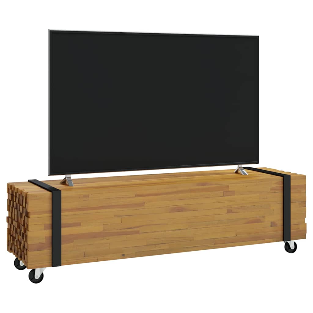TV-Ständer in Braun 110 x 30 x 30 cm Massives Teakholz
