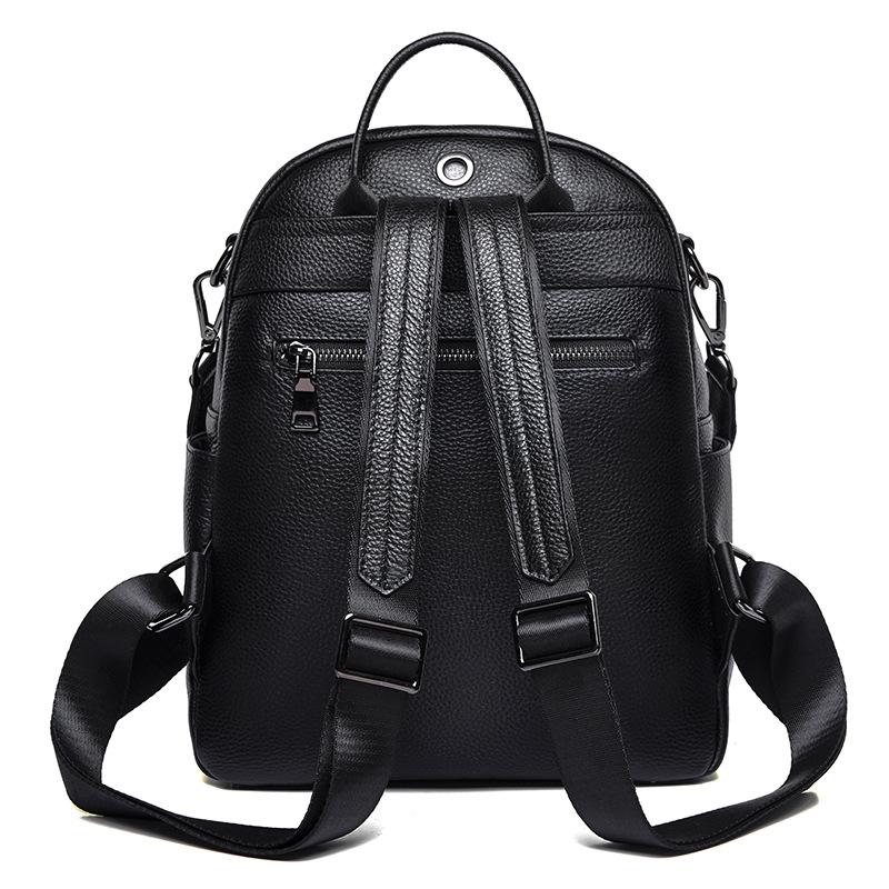 Leather women's backpack new trendy college style casual lychee pattern first layer cowhide backpack