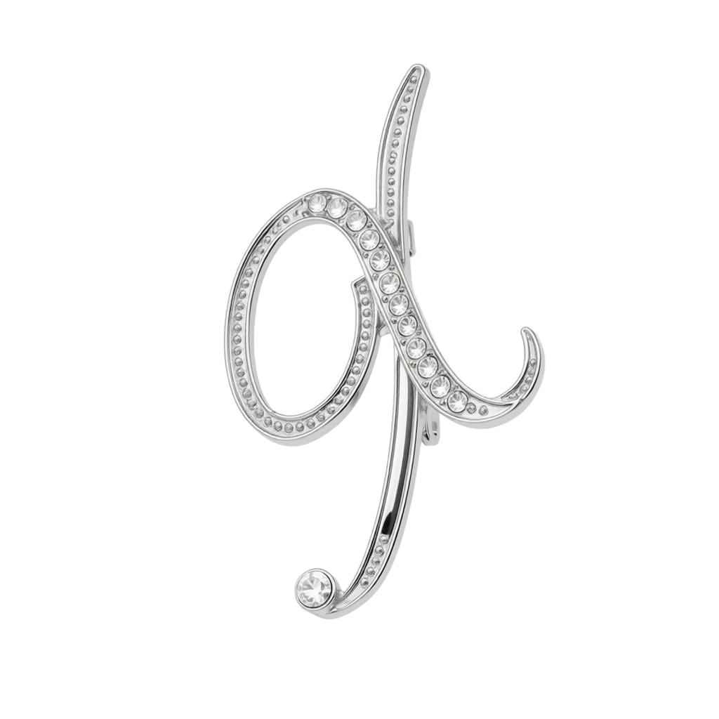 Alloy Letter Brooch with Embedded Crystals Elegant Alphabet Pin Suitable for Formal and Casual Wear Stylish Metal Letter Accessory