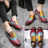 Fashion Men Retro Block Shoes Fashionable  Comfortable Patchwork Leather Shoes Men British Gentleman Social Shoes Men Sizes 38-48