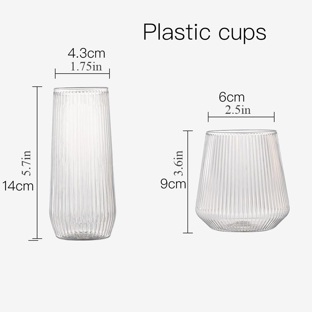 Geripptes Origami-Wellen-Kunststoffglas-Set Stiellose Sektgläser Bruchfestes Klares Trinkgeschirr für Hochzeiten, Partys & Veranstaltungen