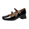 Patent Leather Women High Heel Shoes Retro Thick Heel Female Pumps 2024 Brand Shoes Female Buckle Strap  Solid Classics Pumps