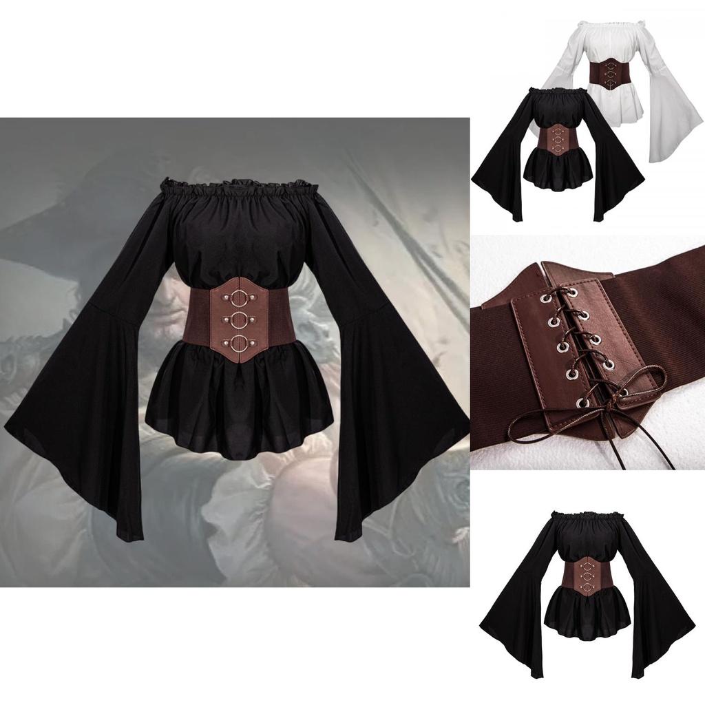 Stylish Mangguo Women's Renaissance Pirate Shirt With Long Sleeves For Performances