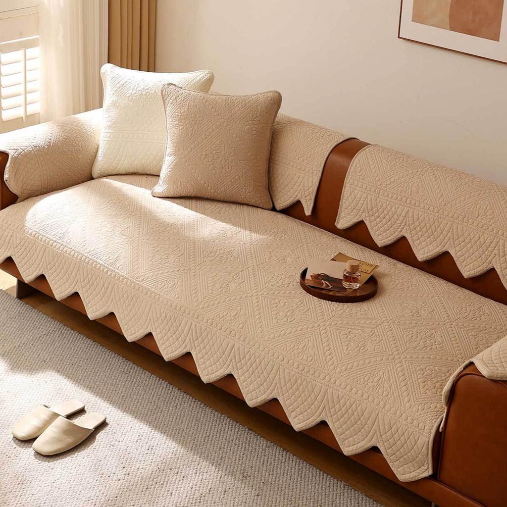 Sofa Cushion Cotton All-season Universal Fabric Non-slip Cream Wind Special-shaped Leather Sofa Cover Seat Cushion