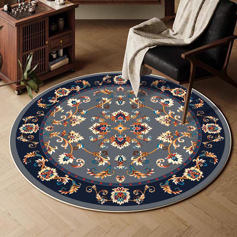 VIKAMA Retro Round Carpet, Living Room Persian Ethnic Style Sofa Cushion, Bedroom Study Room Carpet, Home Decoration