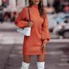 Autumn and winter new European and American turtleneck sweater women's long-sleeved knitted sweater dress women's clothing