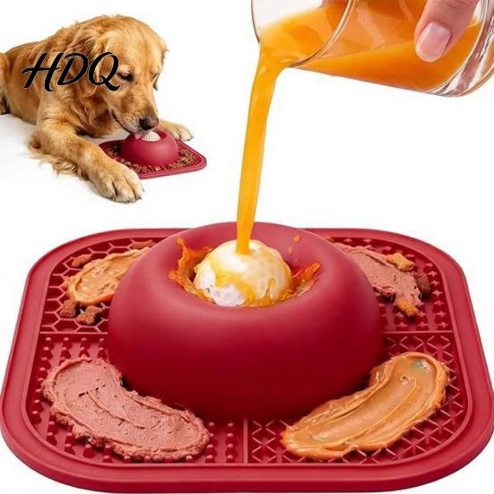 Slow Eating Pet Bowl Feeder Dog for Liquid Treat with Licking Ball Feed Lick Ball Toy Safe Eating Bone Broth Yogurt Wet Food