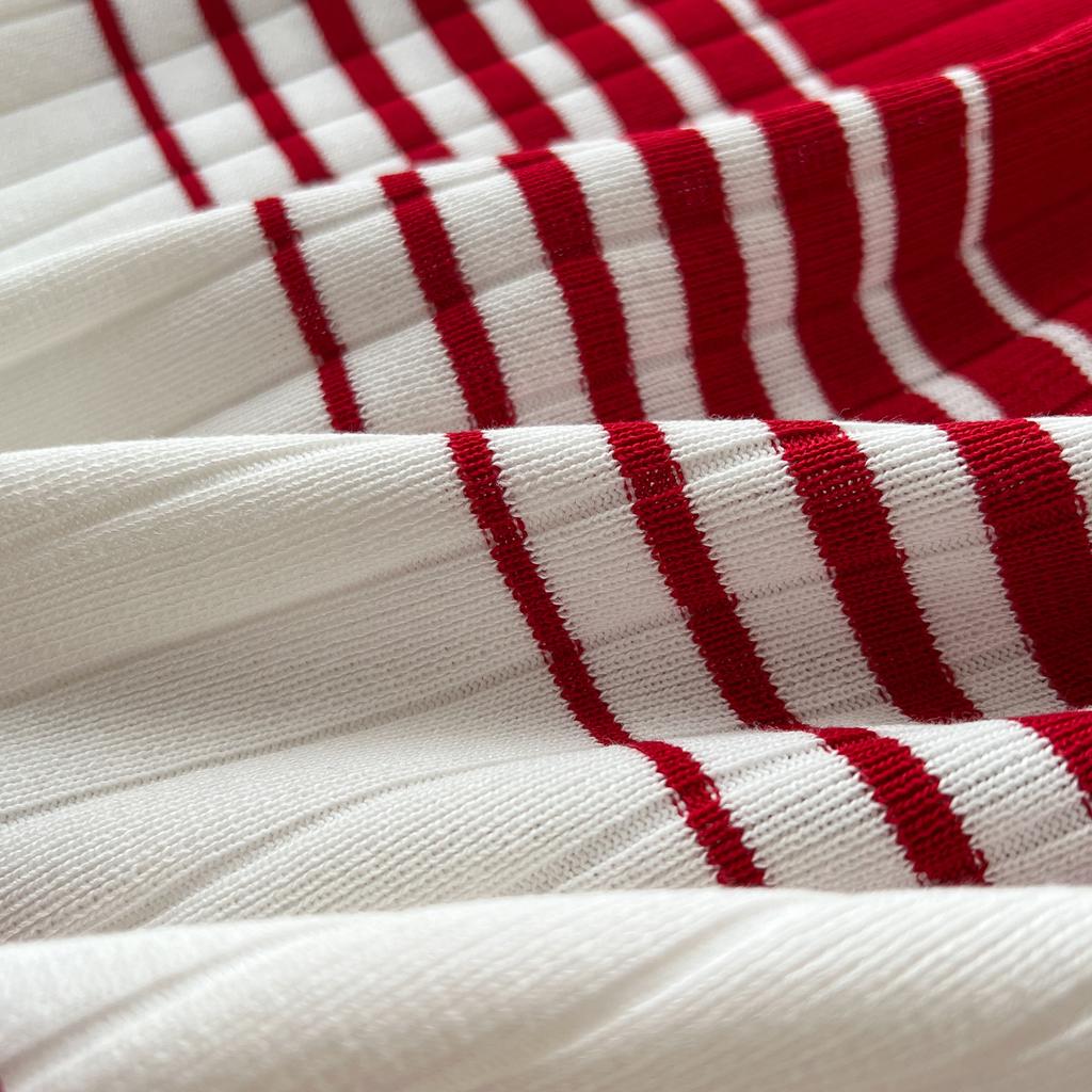 Spring Autumn Women Elegant O-neck Striped Knitted Sweater Long Midi Pullover Dresses