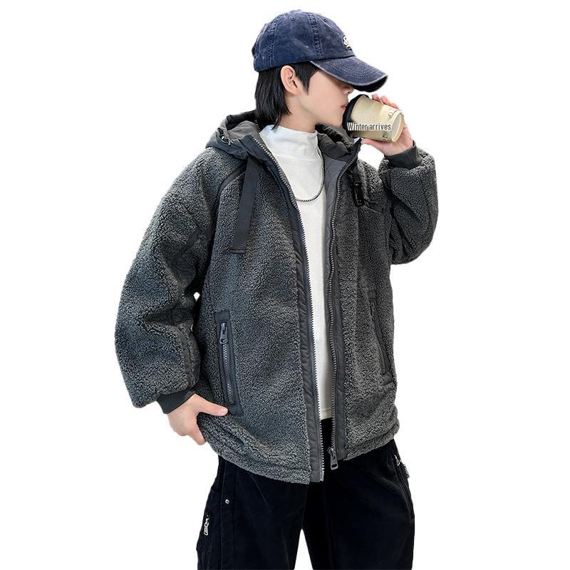 Jungen Kapuzenjacke mit Fleecefutter Herbst/Winter 2025 - Dick, Warm, Baumwollgepolsterter Pullover für Kinder