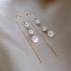 Korean Elegant Imitation Pearl Long Dangle Earrings for Women Temperament Crystal Tassel Earring Bride Wedding Jewelry Wholesale