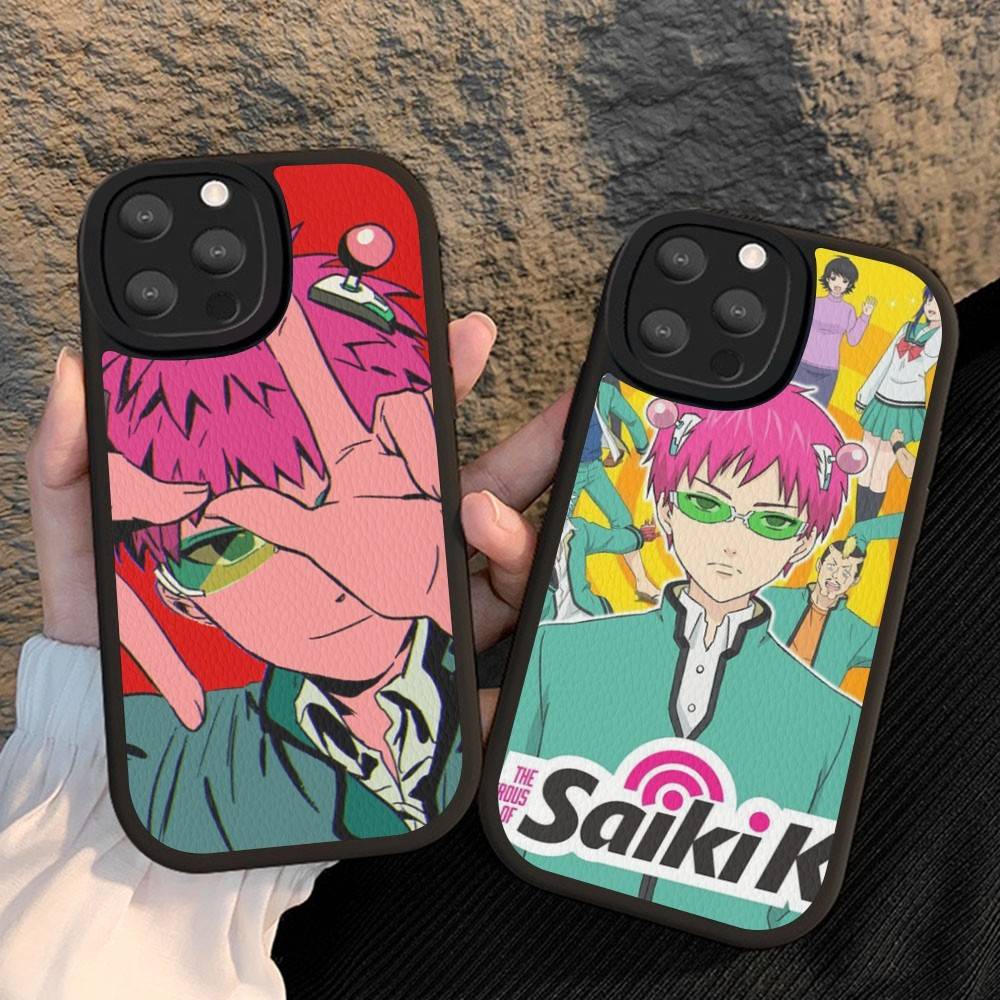 Anime Saiki Kusuo Phone Case For IPhone 16 15 14 11 12 13 Pro Max Plus Back Leather Shell