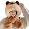 Cartoon Capybara Hat Scarf Set 3 in 1 Cartoon Plush Hat Fashion Scarf Hat Glove for Women  Girls