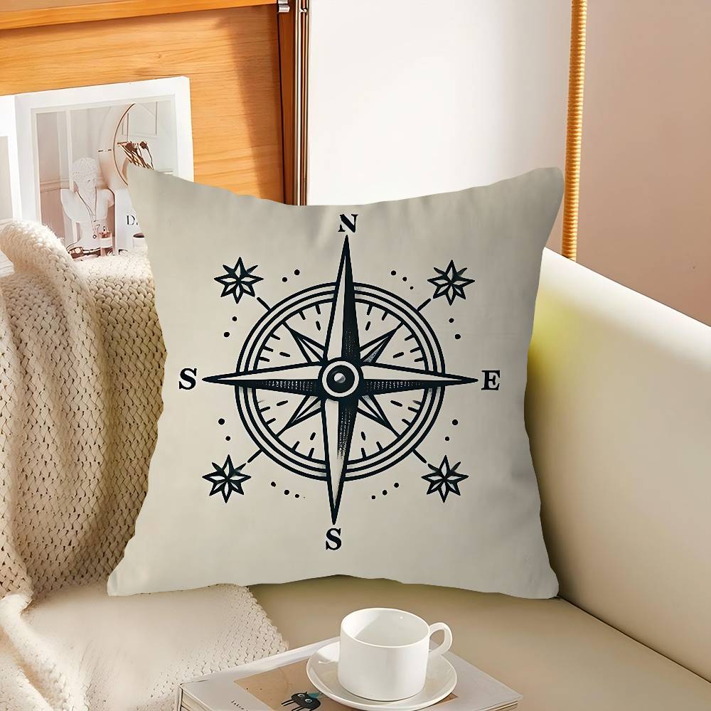 N-Nautisches C-Kompass-Logo Personalisiertes Bild Text Heimdekorative Kissen Haushaltsgeschenke 45x45cm