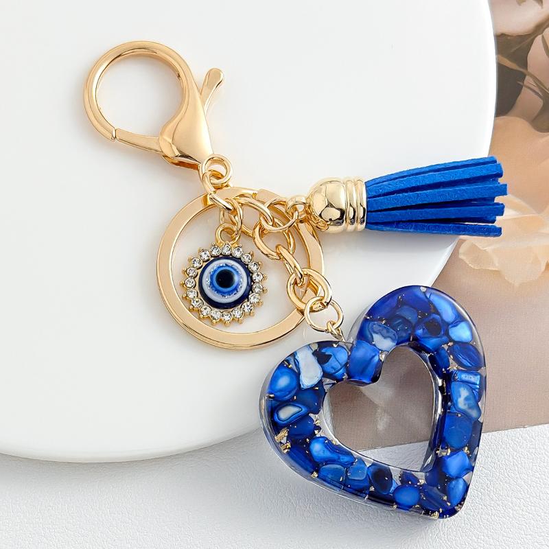 Pink Love Heart Key Chain Pearl Flower Pendant Key Ring Pendants For Women Girls Handbag Decor Jewelry Gift