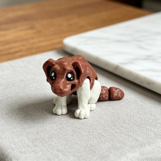 Articulated Dog Figurine, 3D Printed Cute Puppy with Movable Joints, Colorful Desk Pet for Home Office, Stress Relief Toy Gift