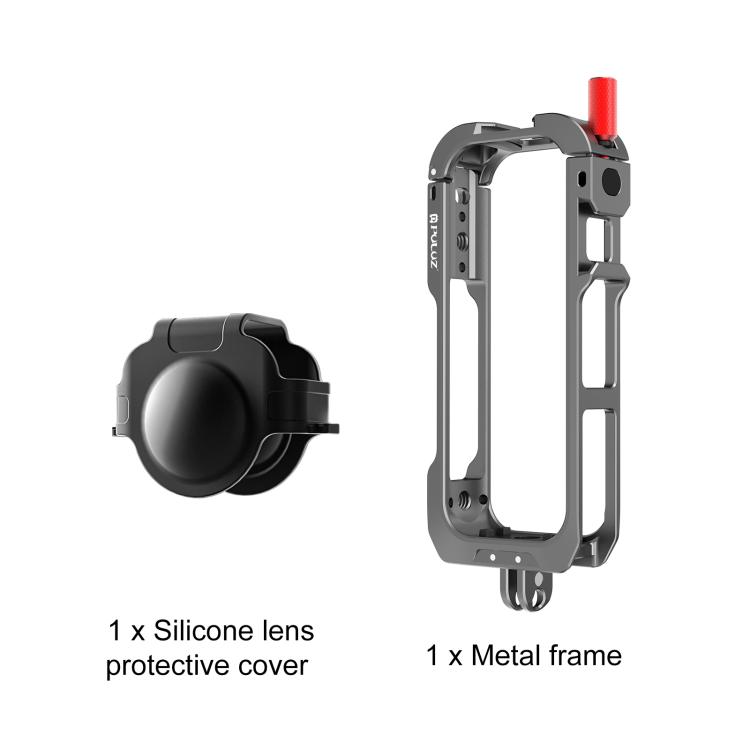 For Insta360 X4 Air PULUZ Metal Protective Cage Expansion Frame with Cold Shoe Bases & Lens Cover (Grey)