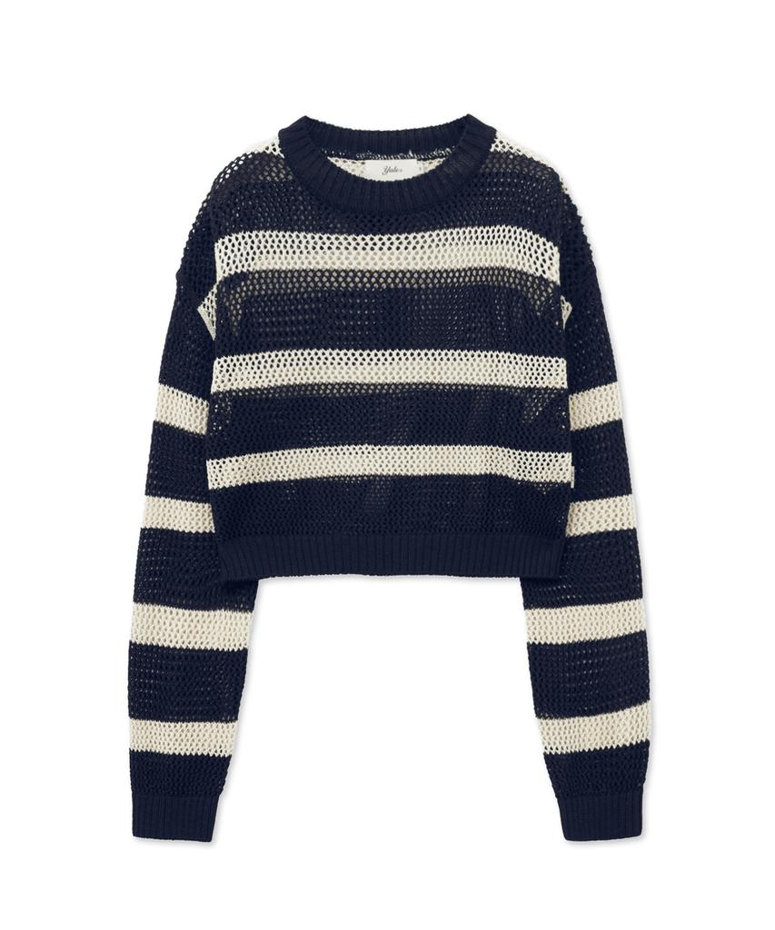 YALE Striped Curly Knit_Navy