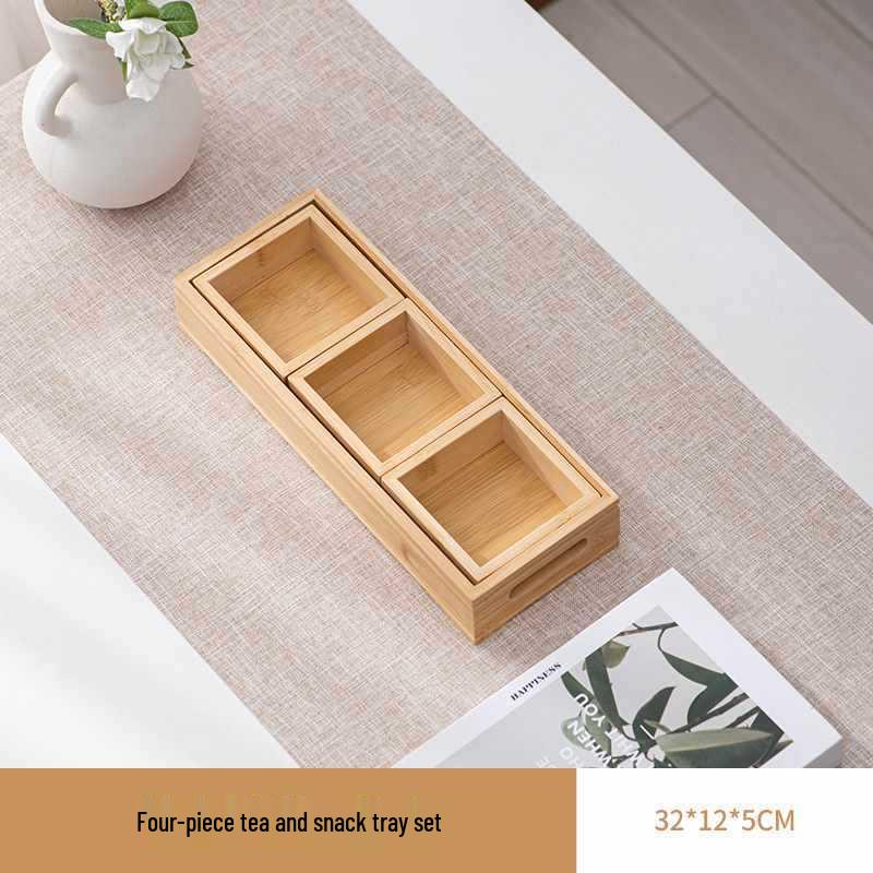 Wooden Multi-Compartment Tea Tray & Snack Plate