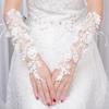 Luvas Longas de Renda Femininas Luvas de Noiva Sem Dedos com Alças para Dedos Pérolas Artificiais Elegantes Acessório de Luvas de Casamento para Chá da Tarde Baile Ópera Noite