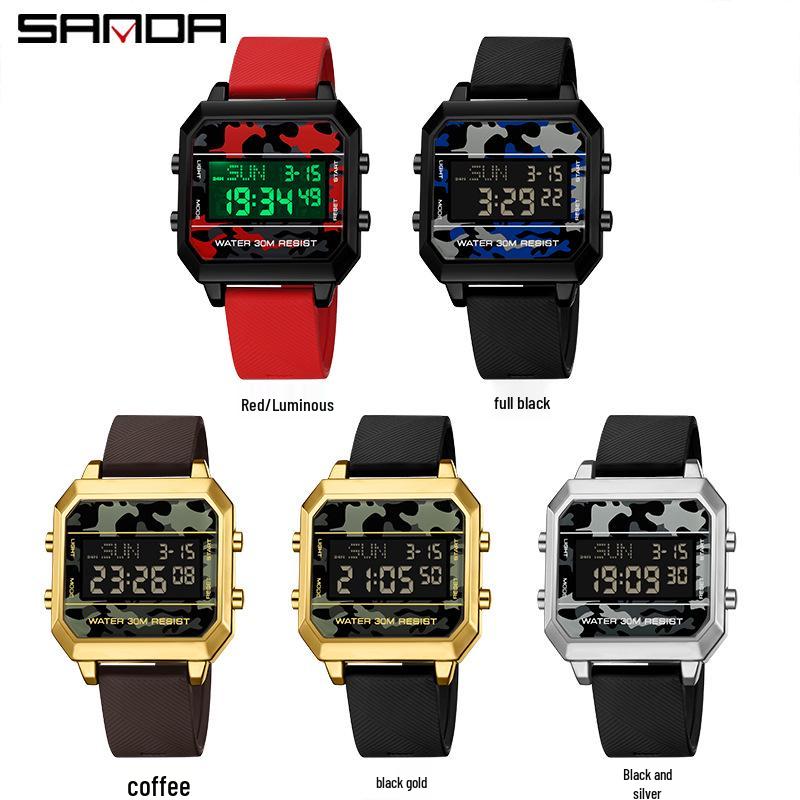 Sanda Men's Tactical Alarm Clock Camouflage Sports Wristwatch