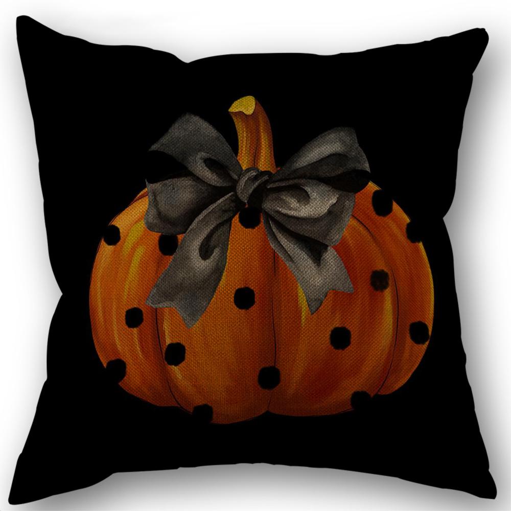 Halloween Decor Pillow Case 45x45 Pillow Cover Funny Pumpkin Ghosts Black Cat Print Cushion Cover Home Decorations Holiday Gifts