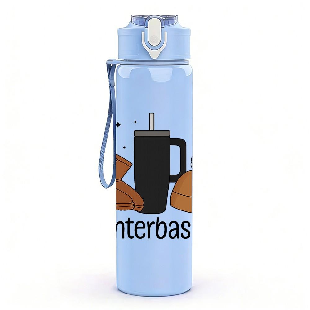 1PC Winter Basics Coffee Mug 750ml Color Plastic Sports Water Bottle Leakproof Flip Straw Lid Suitable for Sports Office Home Use